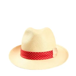 E.Marinella PANAMA MODELLO FEDERICO CON CINTA IN SETA ROSSA, 58 CM E. marinella x borsalino Online