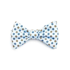 E.Marinella PAPILLON ANNODATO IN SETA AZZURRO Microfantasia fiore Discount