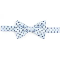 E.Marinella PAPILLON ANNODATO IN SETA AZZURRO Microfantasia geometrica Outlet