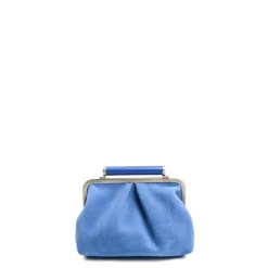 E.Marinella PARTY CLUTCH AZZURRO POLVERE In camoscio e pelle New