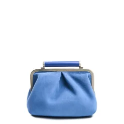 E.Marinella PARTY CLUTCH AZZURRO POLVERE In camoscio e pelle New