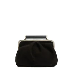 E.Marinella PARTY CLUTCH NERA In camoscio e pelle New