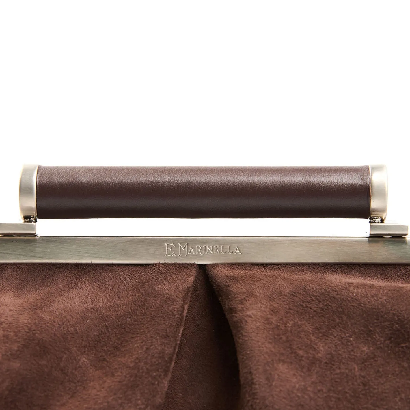 E.Marinella PARTY CLUTCH TESTA MORO In camoscio e pelle Clearance
