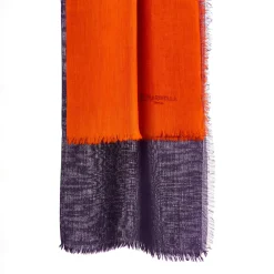 E.Marinella PASHMINA ARANCIONE E VIOLA EFFETTO SFUMATO In cashmere Best