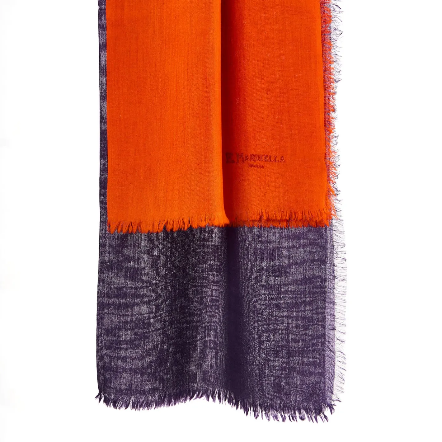 E.Marinella PASHMINA ARANCIONE E VIOLA EFFETTO SFUMATO In cashmere Best