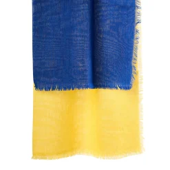 E.Marinella PASHMINA BLU E GIALLA EFFETTO SFUMATO In cashmere Hot