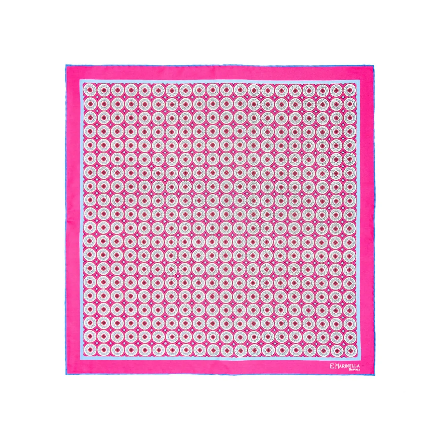 E.Marinella POCHETTE DA TASCHINO IN SETA STAMPATA A MANO FUCSIA Macrofantasia fiore Sale
