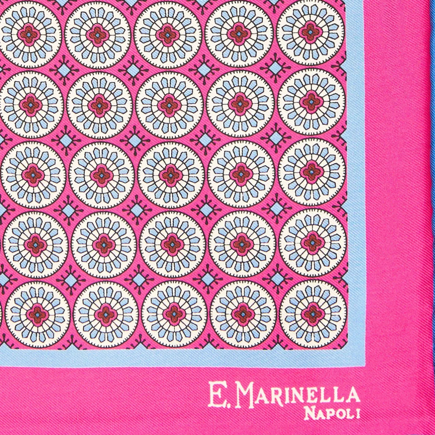 E.Marinella POCHETTE DA TASCHINO IN SETA STAMPATA A MANO FUCSIA Macrofantasia fiore Sale