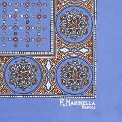 E.Marinella POCHETTE DA TASCHINO IN SETA STAMPATA A MANO POLVERE Microfantasia fiore Clearance