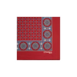 E.Marinella POCHETTE DA TASCHINO IN SETA STAMPATA A MANO BORDEAUX Microfantasia fiore Clearance