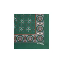 E.Marinella POCHETTE DA TASCHINO IN SETA STAMPATA A MANO VERDE SCURO Microfantasia fiore New