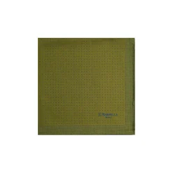 E.Marinella POCHETTE DA TASCHINO IN SETA STAMPATA A MANO VERDE OLIVA Pois Hot