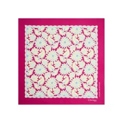 E.Marinella POCHETTE DA TASCHINO IN SETA STAMPATA A MANO FUCSIA Fantasia archivio 1975