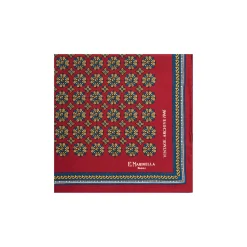 E.Marinella POCHETTE DA TASCHINO IN SETA STAMPATA A MANO BORDEAUX Fantasia archivio 1946