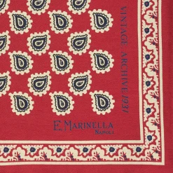 E.Marinella POCHETTE DA TASCHINO IN SETA STAMPATA A MANO BORDEAUX Fantasia archivio 1931 Sale