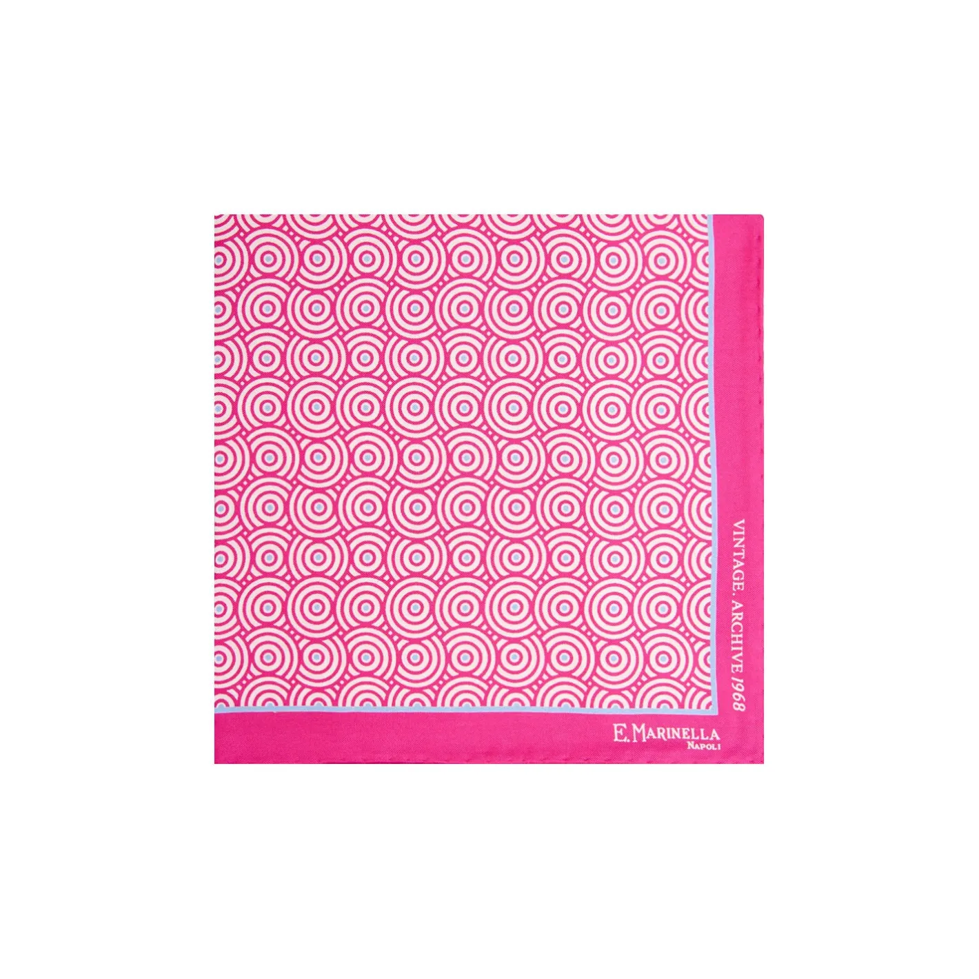 E.Marinella POCHETTE DA TASCHINO IN SETA STAMPATA A MANO FUCSIA Fantasia archivio 1968 Online