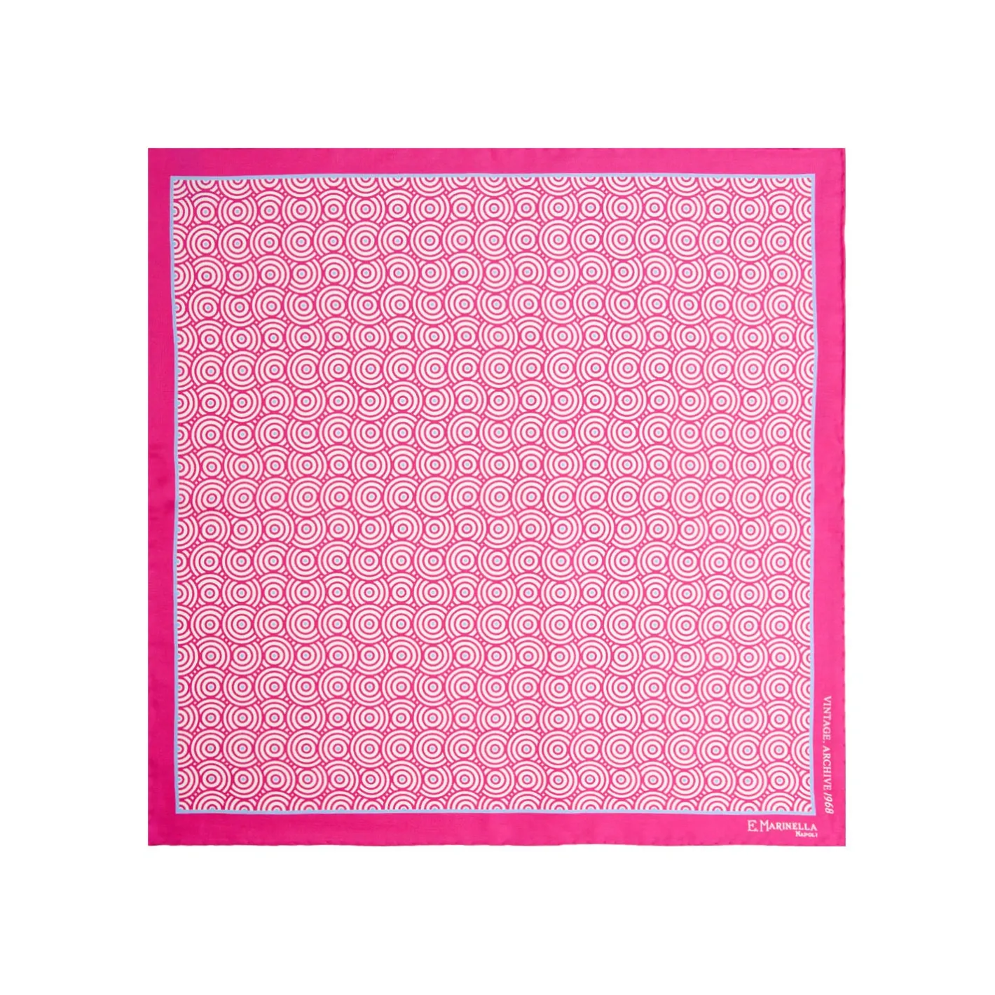 E.Marinella POCHETTE DA TASCHINO IN SETA STAMPATA A MANO FUCSIA Fantasia archivio 1968 Online
