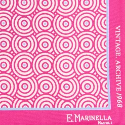E.Marinella POCHETTE DA TASCHINO IN SETA STAMPATA A MANO FUCSIA Fantasia archivio 1968 Online