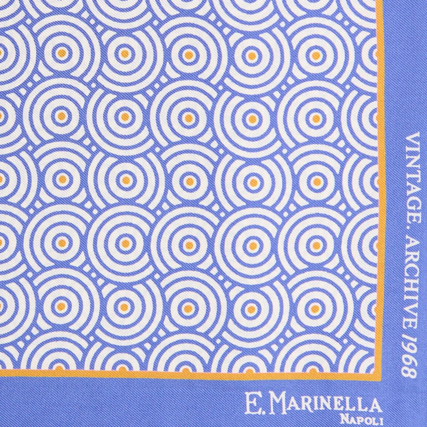 E.Marinella POCHETTE DA TASCHINO IN SETA STAMPATA A MANO POLVERE Fantasia archivio 1968 Best