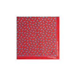 E.Marinella POCHETTE DA TASCHINO IN SETA STAMPATA A MANO ROSSO Fantasia archivio 1957 New