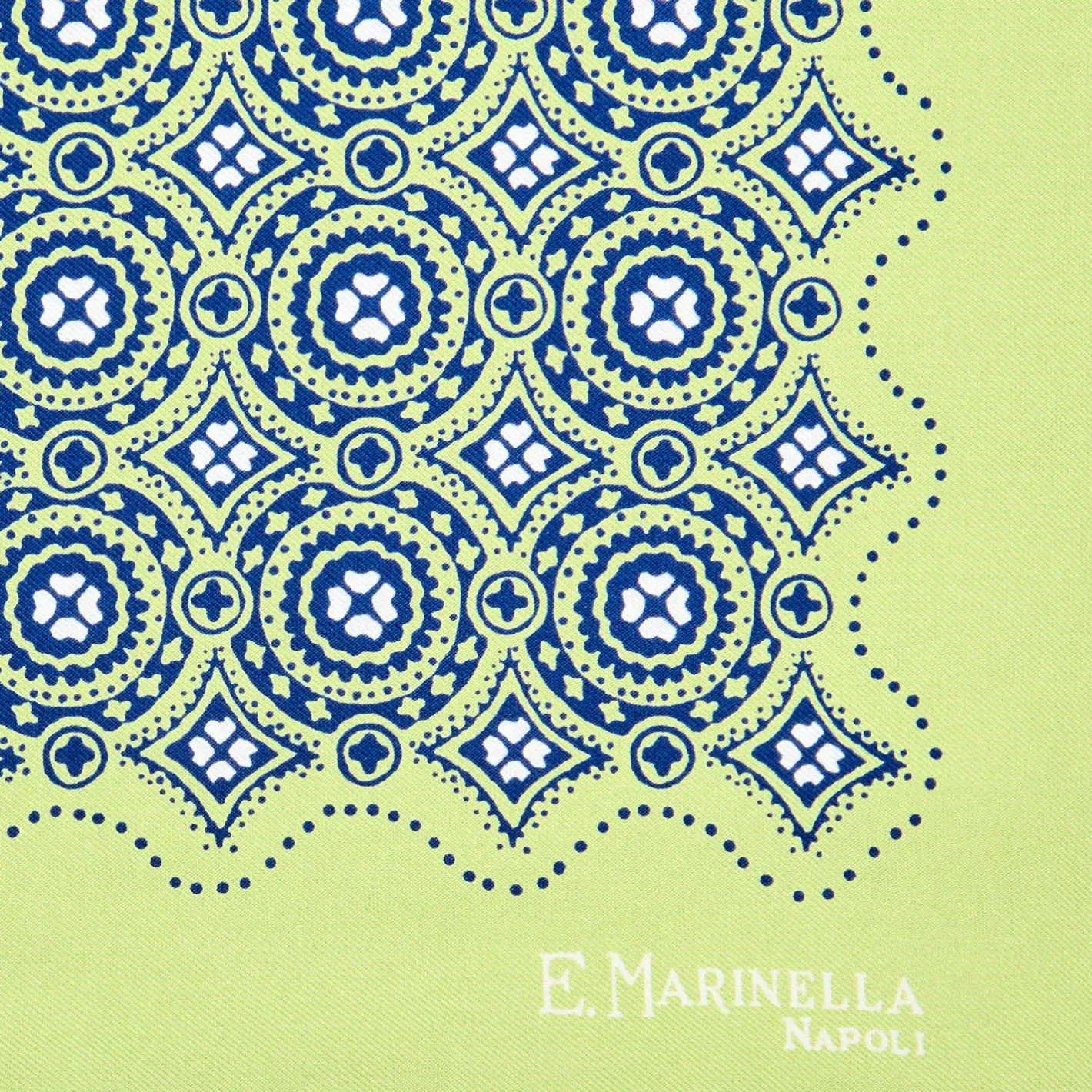 E.Marinella POCHETTE DA TASCHINO IN SETA STAMPATA A MANO VERDE CHIARO Macrofantasia fiore Sale