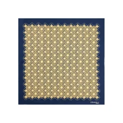 E.Marinella POCHETTE DA TASCHINO IN SETA STAMPATA A MANO BLU SCURO Macrofantasia fiore Best