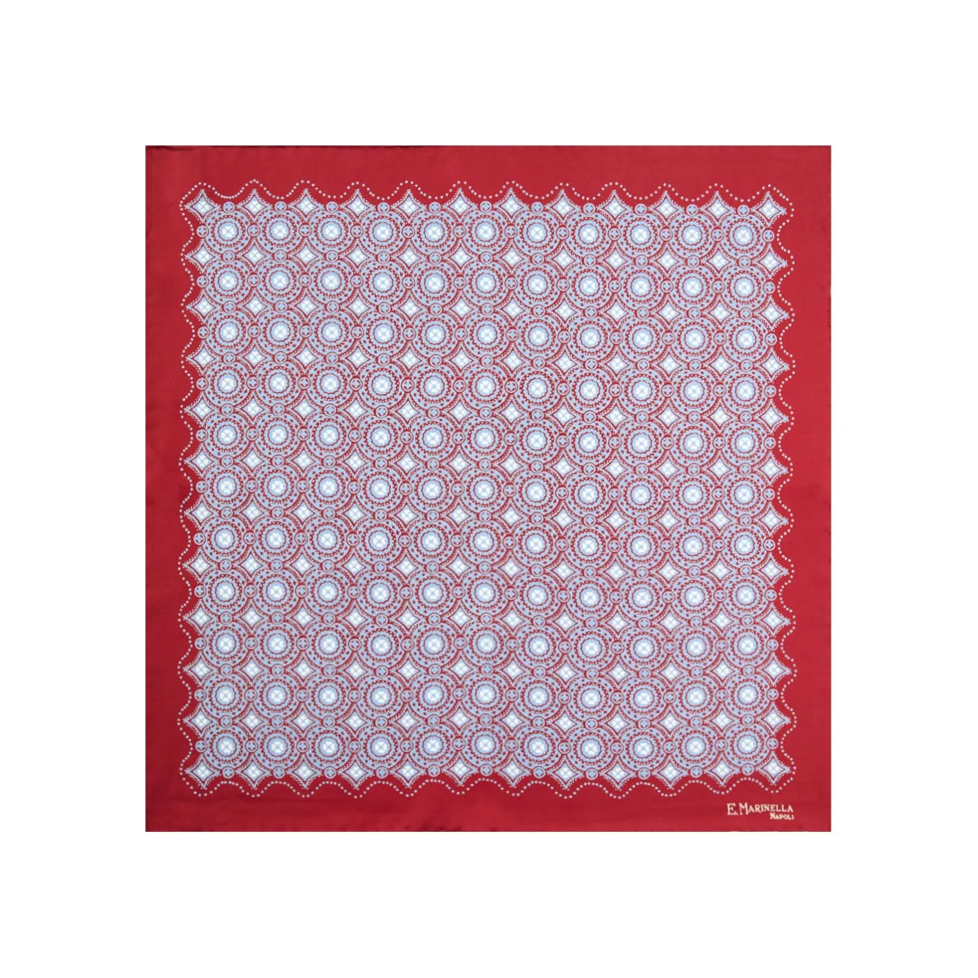 E.Marinella POCHETTE DA TASCHINO IN SETA STAMPATA A MANO BORDEAUX Macrofantasia fiore Sale