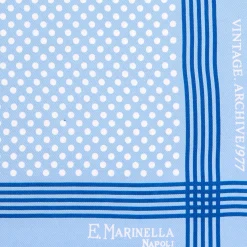 E.Marinella POCHETTE DA TASCHINO IN SETA STAMPATA A MANO BLU SCURO Pois New