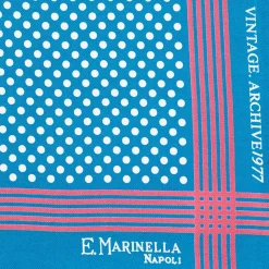 E.Marinella POCHETTE DA TASCHINO IN SETA STAMPATA A MANO BLU SCURO Pois New