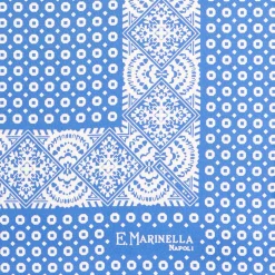 E.Marinella POCHETTE DA TASCHINO IN SETA STAMPATA A MANO BLU MEDIO Microfantasia fiore Discount
