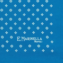 E.Marinella POCHETTE DA TASCHINO IN SETA STAMPATA A MANO BLU MEDIO Microfantasia fiore Hot