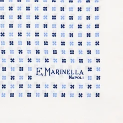 E.Marinella POCHETTE DA TASCHINO IN SETA STAMPATA A MANO BIANCA Microfantasia fiore Best