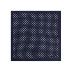 E.Marinella POCHETTE DA TASCHINO IN SETA STAMPATA A MANO BLU SCURO Microfantasia fiore New