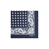 E.Marinella POCHETTE DA TASCHINO IN SETA STAMPATA A MANO BLU SCURO Microfantasia fiore