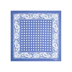 E.Marinella POCHETTE DA TASCHINO IN SETA STAMPATA A MANO AZZURRA Microfantasia fiore Sale