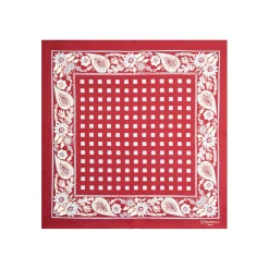E.Marinella POCHETTE DA TASCHINO IN SETA STAMPATA A MANO BORDEAUX Macrofantasia fiore