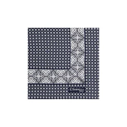 E.Marinella POCHETTE DA TASCHINO IN SETA STAMPATA A MANO BLU SCURO Microfantasia fiore Hot