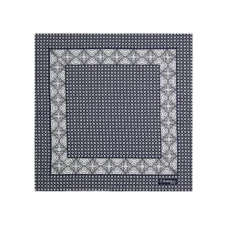 E.Marinella POCHETTE DA TASCHINO IN SETA STAMPATA A MANO BLU SCURO Microfantasia fiore Hot