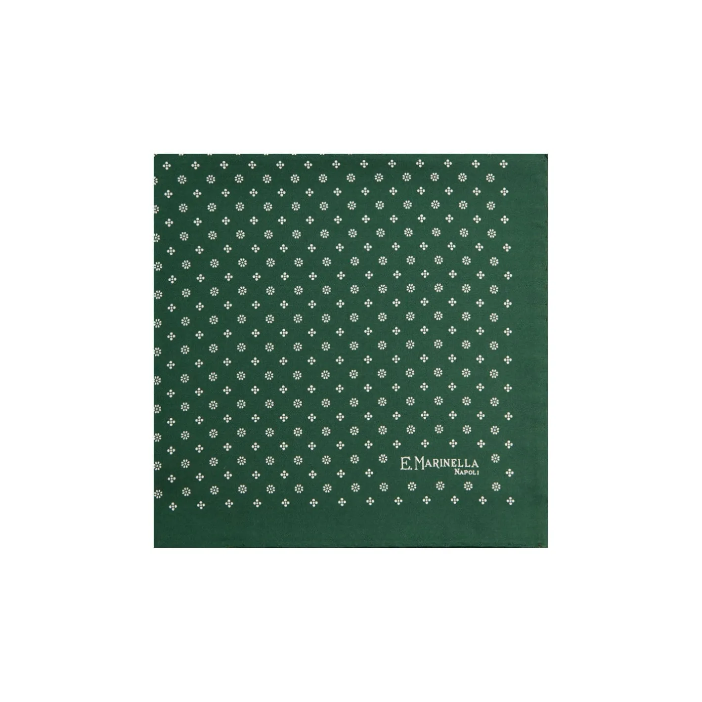 E.Marinella POCHETTE DA TASCHINO IN SETA STAMPATA A MANO VERDE SCURO Macrofantasia fiore Sale