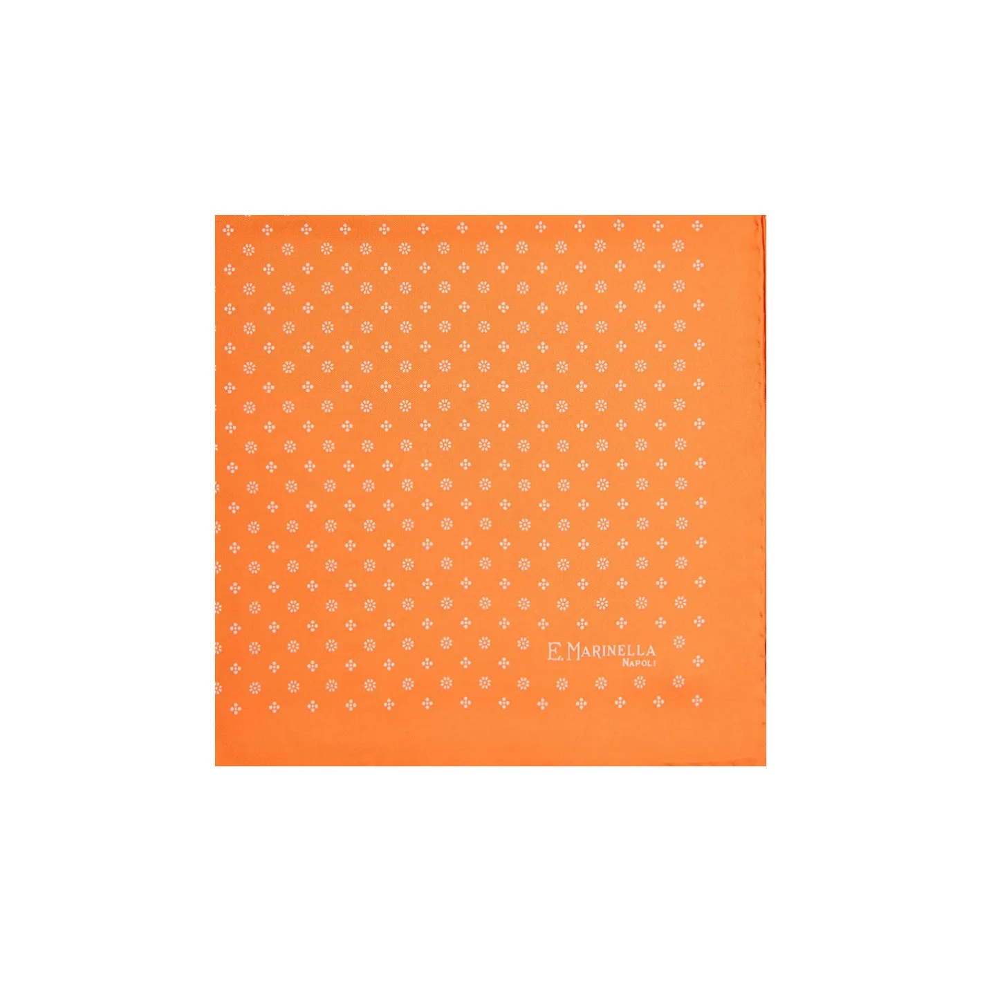 E.Marinella POCHETTE DA TASCHINO IN SETA STAMPATA A MANO ARANCIONE Microfantasia fiore Discount