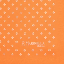 E.Marinella POCHETTE DA TASCHINO IN SETA STAMPATA A MANO ARANCIONE Microfantasia fiore Discount