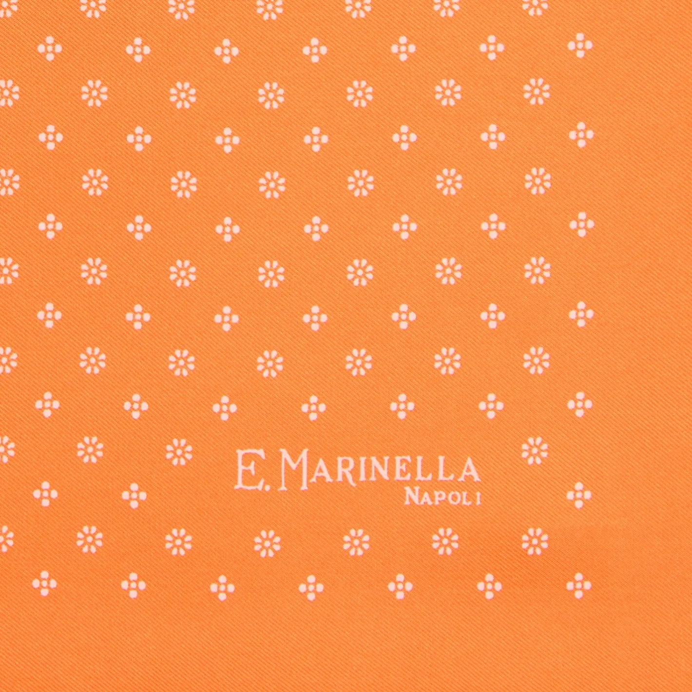 E.Marinella POCHETTE DA TASCHINO IN SETA STAMPATA A MANO ARANCIONE Microfantasia fiore Discount