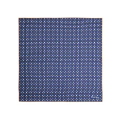 E.Marinella POCHETTE DA TASCHINO IN SETA STAMPATA A MANO BLU Microfantasia fiore Clearance