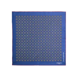 E.Marinella POCHETTE DA TASCHINO IN SETA STAMPATA A MANO BLU Fantasia archivio 1961 Best