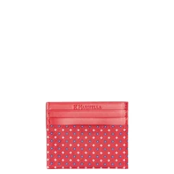 E.Marinella PORTACARTE DI CREDITO SETA E PELLE ROSSO 5 scomparti Best