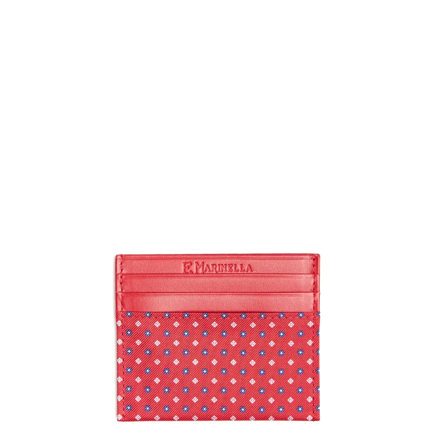 E.Marinella PORTACARTE DI CREDITO SETA E PELLE ROSSO 5 scomparti Best