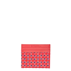 E.Marinella PORTACARTE DI CREDITO SETA E PELLE ROSSO 5 scomparti Sale