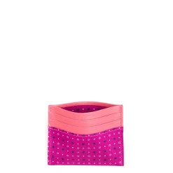 E.Marinella PORTACARTE DI CREDITO SETA E PELLE FUCSIA 5 scomparti Discount