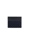 E.Marinella PORTACARTE DI CREDITO SETA E PELLE BLU SCURO 5 scomparti Outlet