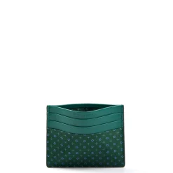 E.Marinella PORTACARTE DI CREDITO SETA E PELLE VERDE SCURO 5 scomparti Outlet